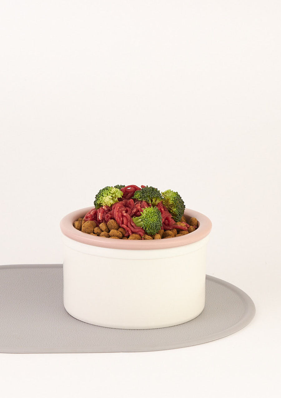 Dog Bowl Set - White & Pink