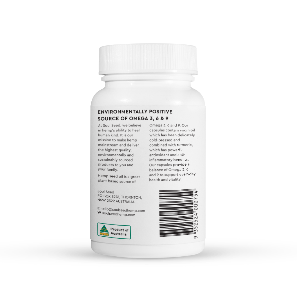 Hemp Seed Oil w Turmeric Capsules - 120Caps