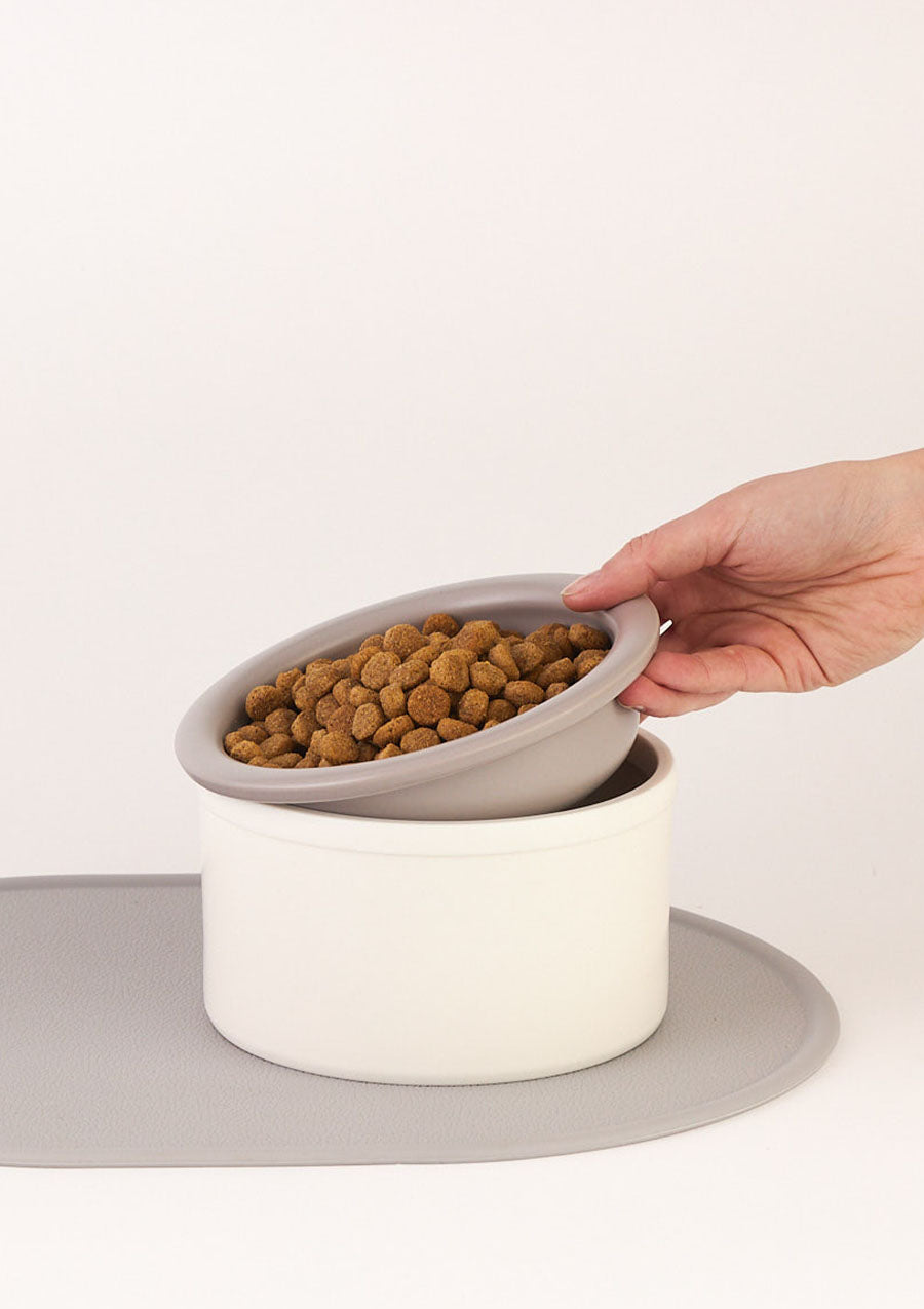 Dog Bowl Set - White & Grey