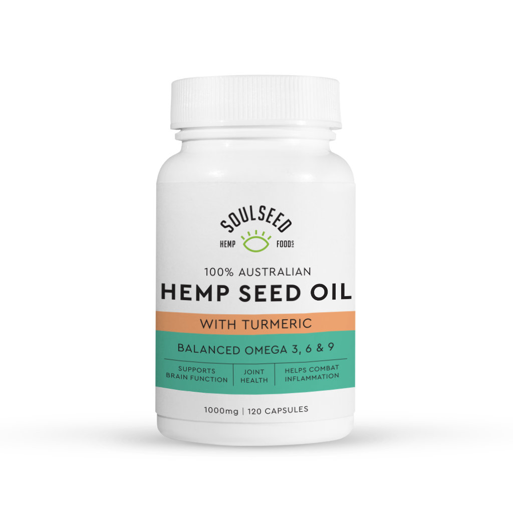 Hemp Seed Oil w Turmeric Capsules - 120Caps