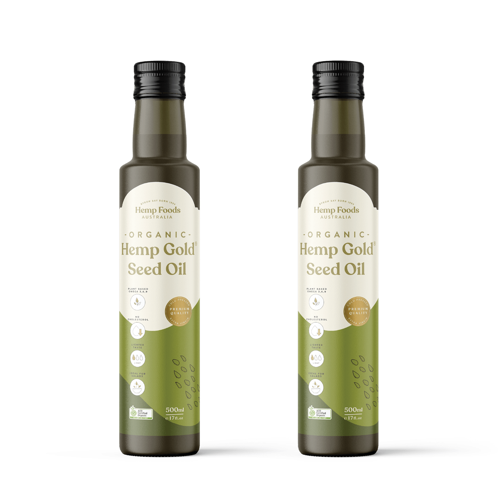 Organic Hemp Gold Seed Oil 500ml Twin Pack - 2 x 500ml Bottles - Hemp Foods Australia
