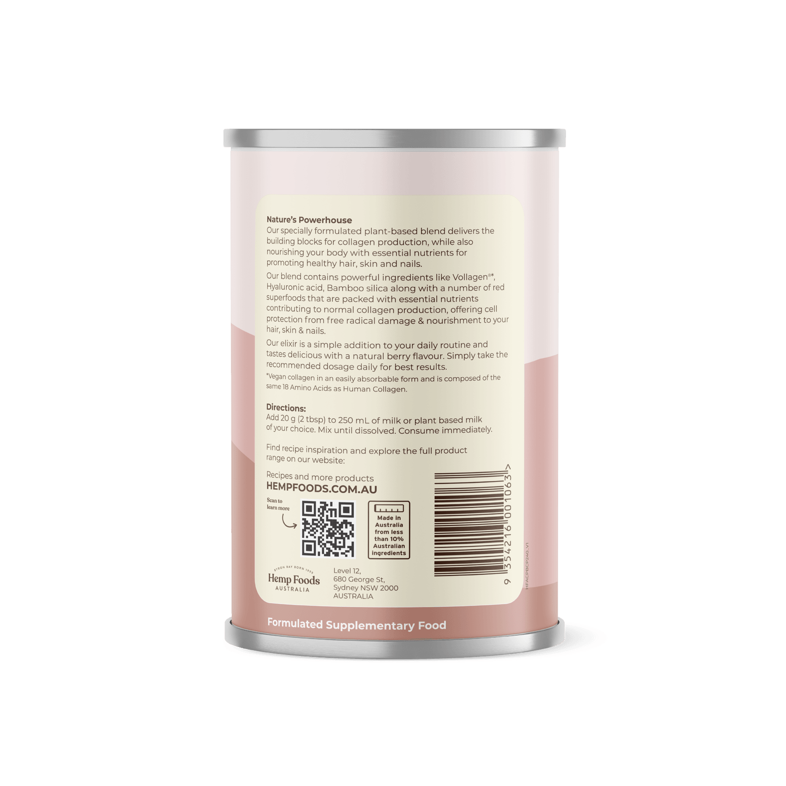 Plant-Based Collagen Pack - 2 x 240g Canisters - Hemp Foods Australia