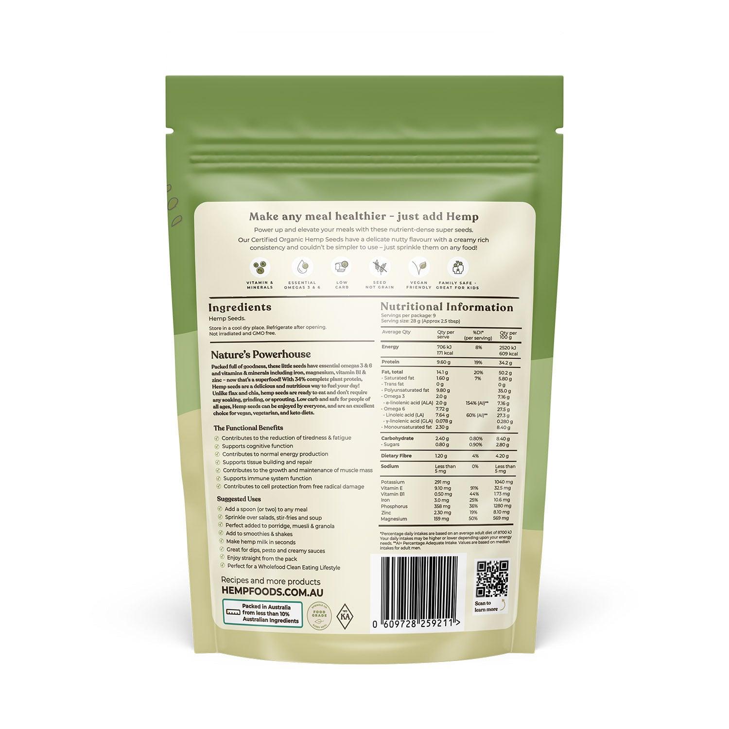 Hemp Seeds - Buy 30 packs - 40 x 250g Pouch - Hemp Foods Australia