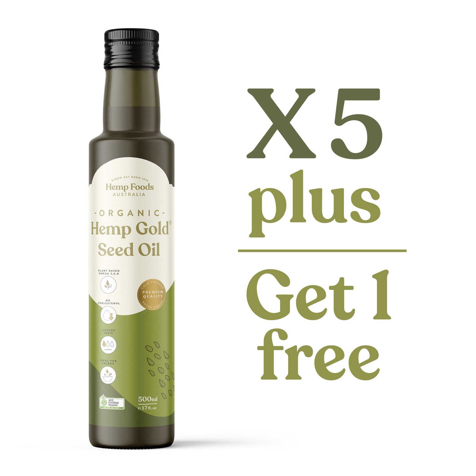 Organic Hemp Gold Seed Oil - 6 x 500ml Bottle Bundle - Hemp Foods Australia
