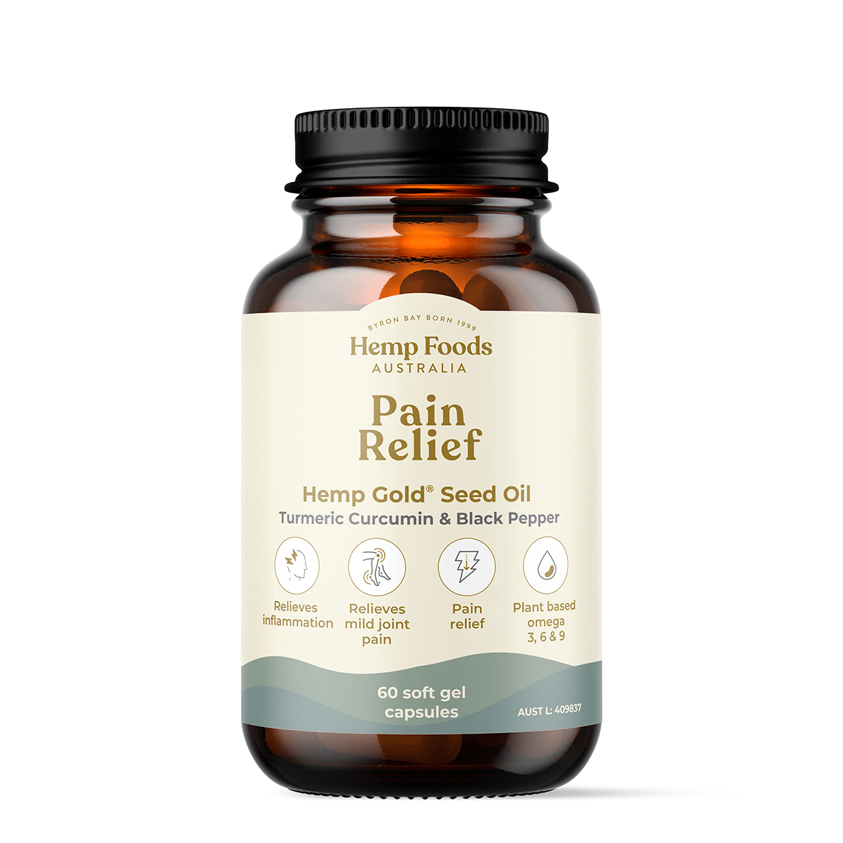 Pain Relief Hemp Seed Oil Capsules - 60Caps - Hemp Foods Australia