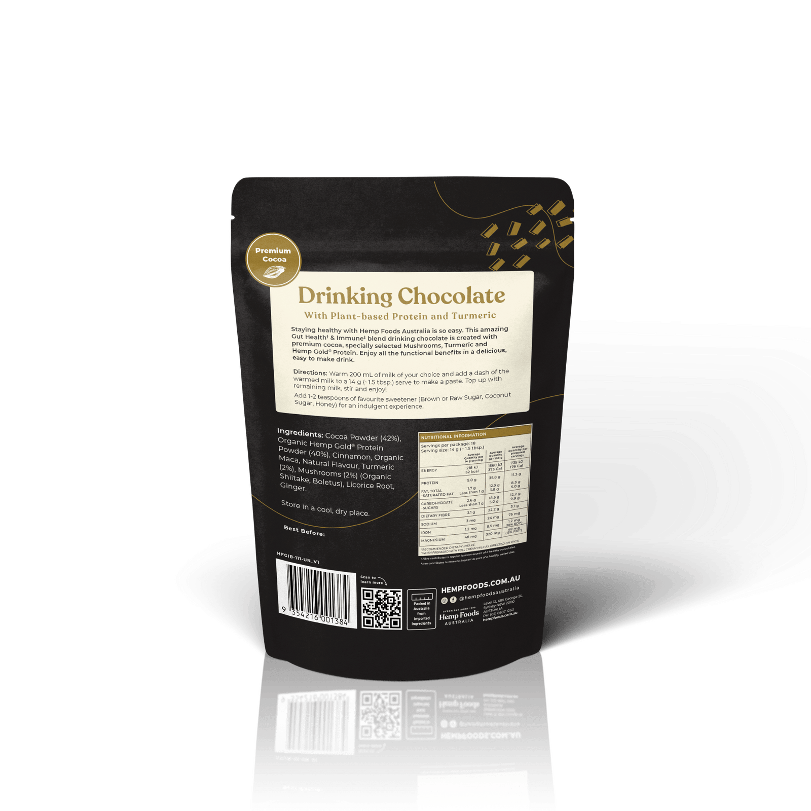 Drinking Chocolate Gut health & Immunity Blend - 252g - Hemp Foods Australia