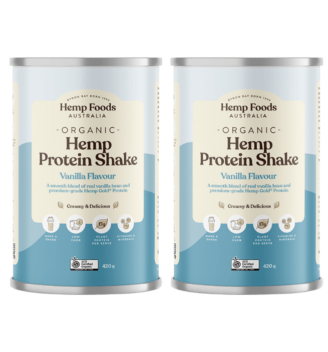 Organic Hemp Protein Vanilla - 2 x 420g Canister - Hemp Foods Australia