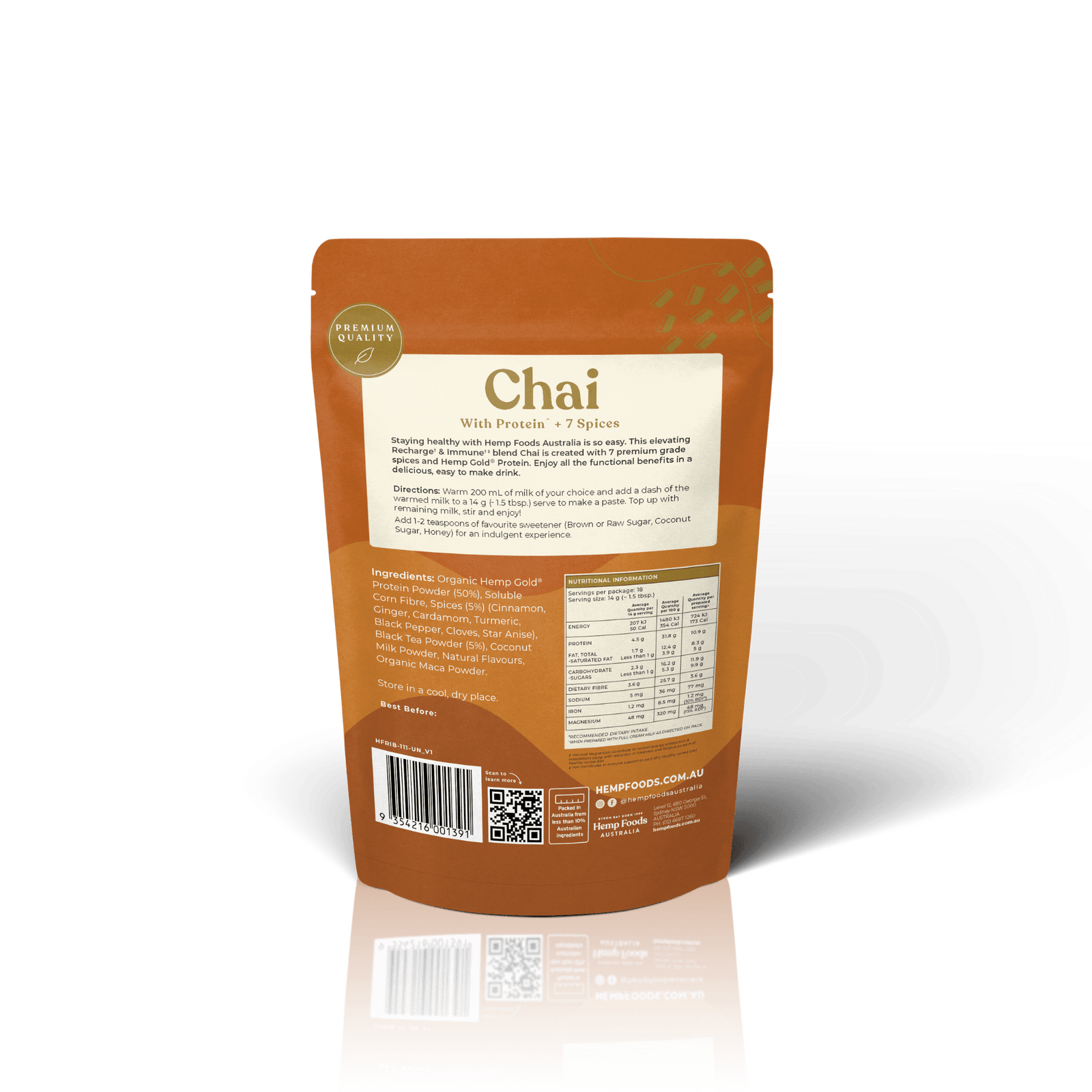 Chai Recharge & Immunity Blend - 252g - Hemp Foods Australia