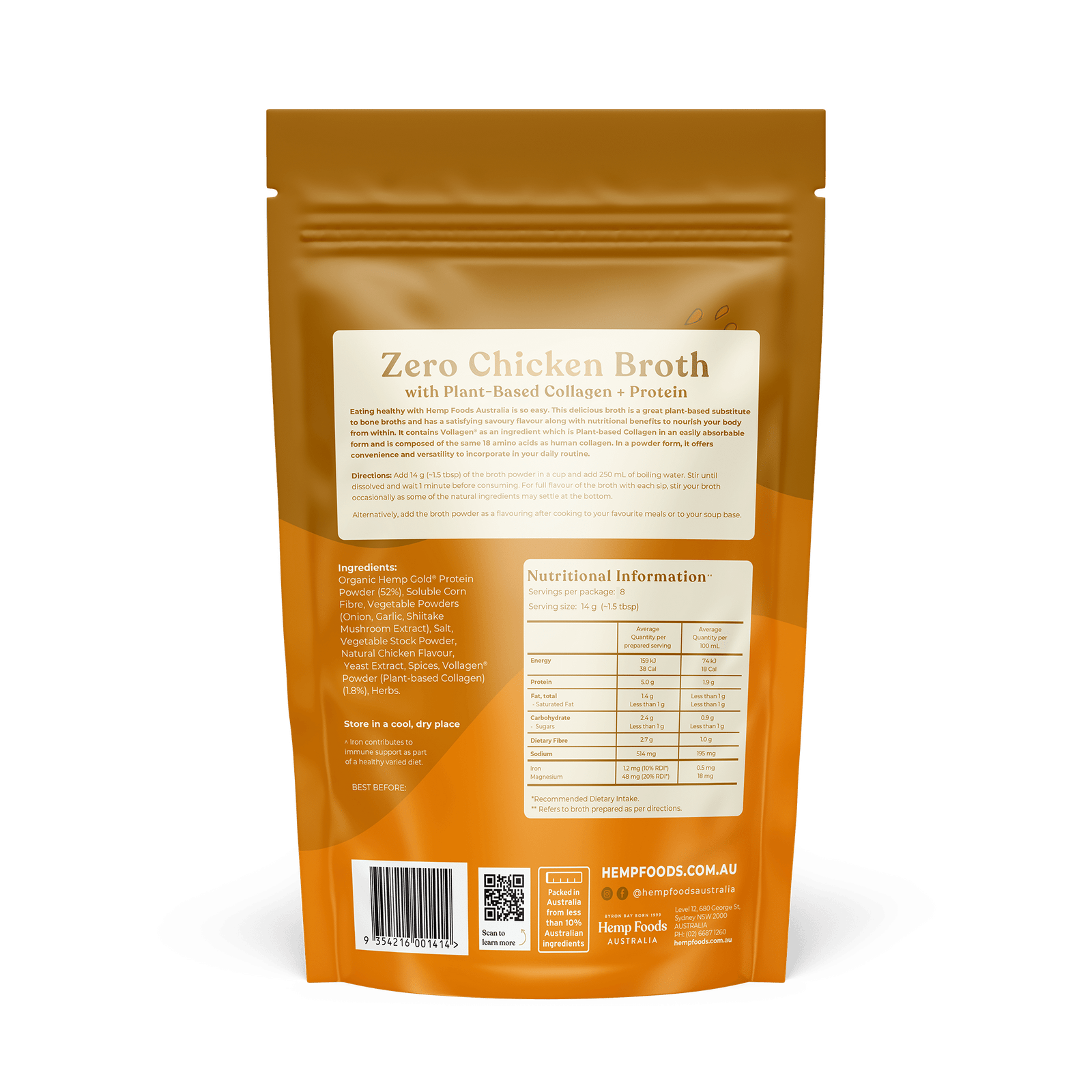 Zero Chicken Broth - 112g - Hemp Foods Australia