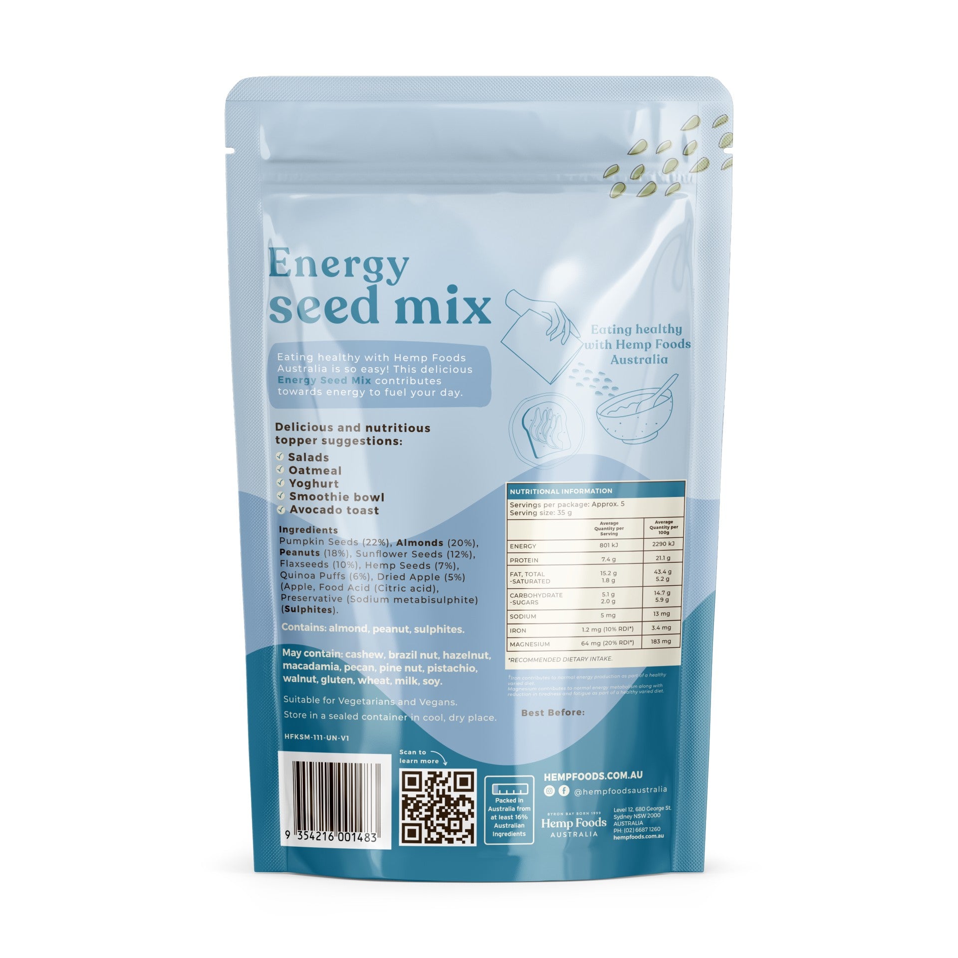 Energy Seed Mix - 180g - Hemp Foods Australia