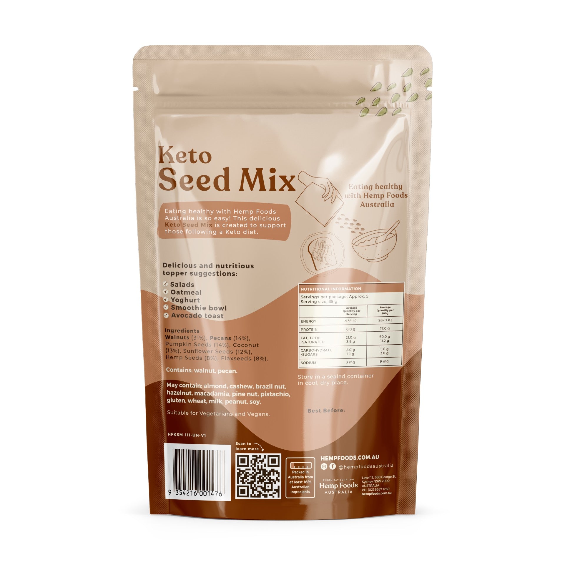 Keto Seed Mix - 180g - Hemp Foods Australia