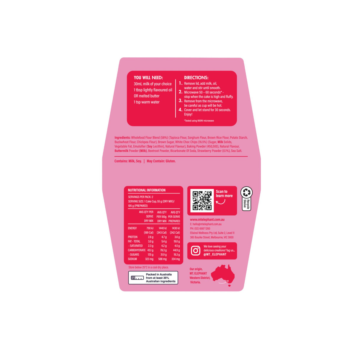 Wholefood Cake Pod Strawberry Shortcake - 2 x 55g Cups