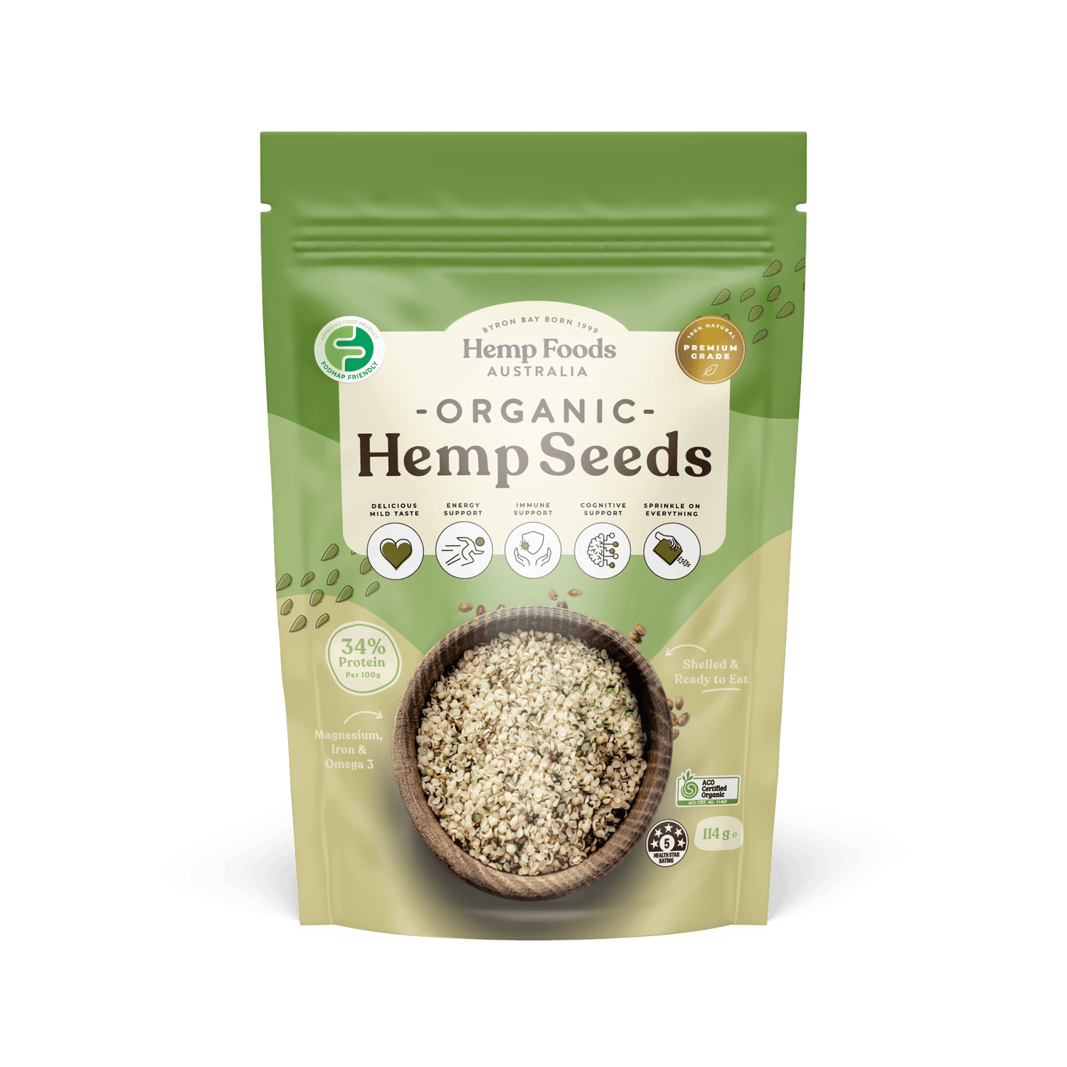 Organic Hulled Hemp Seeds - 114g - Hemp Foods Australia
