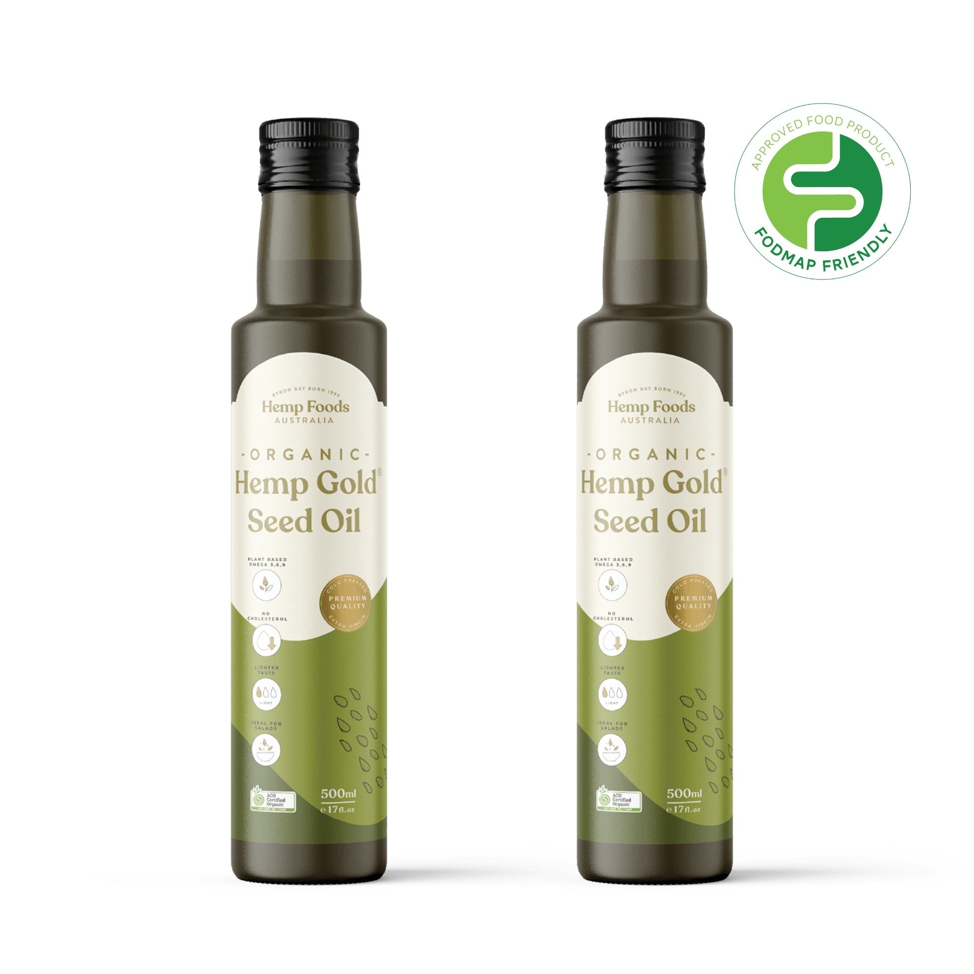 Organic Hemp Gold Seed Oil 500ml Twin Pack - 2 x 500ml Bottles - Hemp Foods Australia