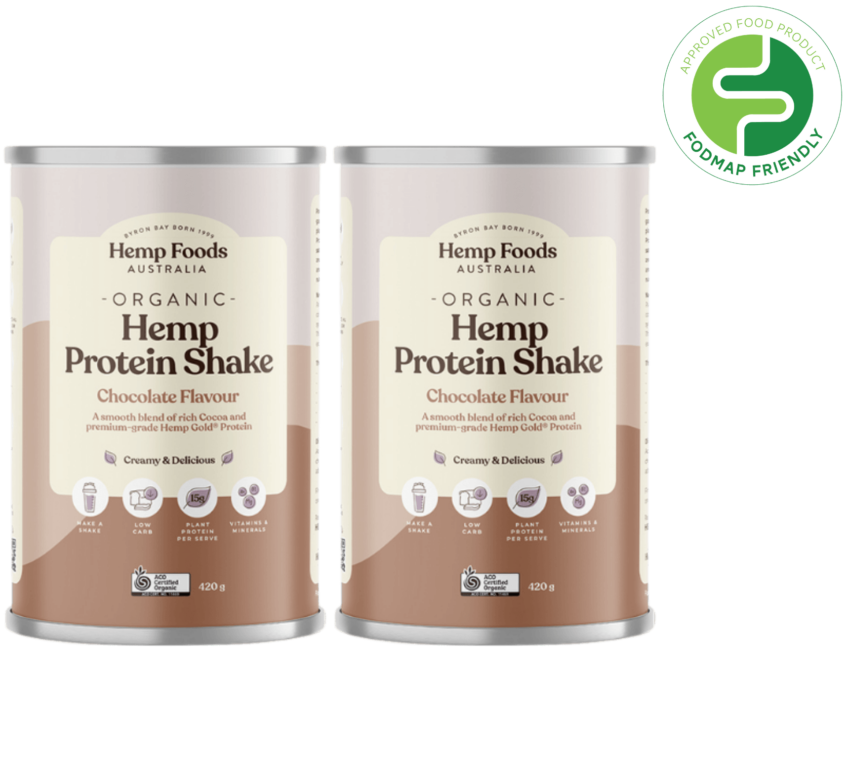 Organic Hemp Protein Chocolate - 2 x 420g Canister - Hemp Foods Australia