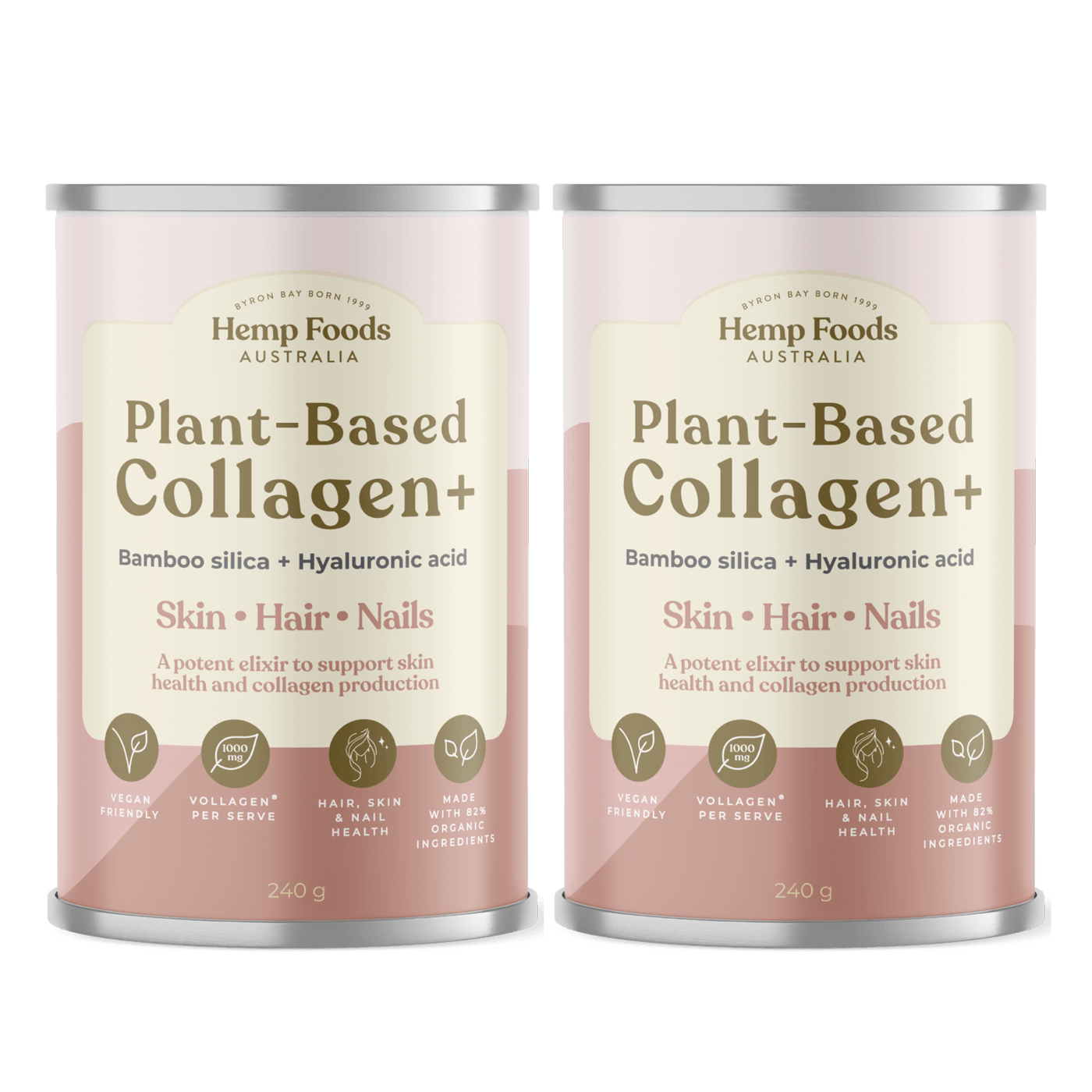 Plant-Based Collagen Pack - 2 x 240g Canisters - Hemp Foods Australia