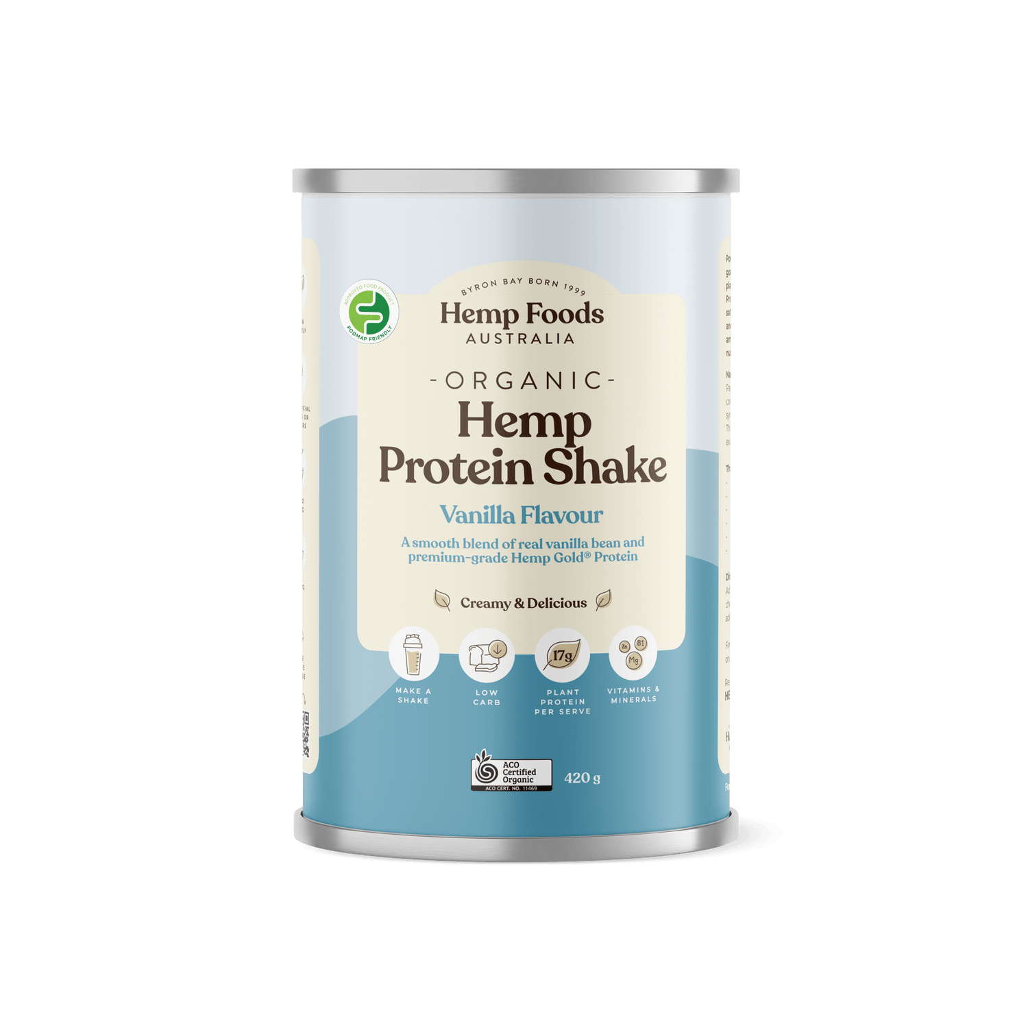 Organic Hemp Protein Vanilla - 420g - Hemp Foods Australia
