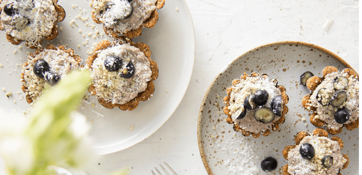 Raw Blueberry and Hemp Tarts