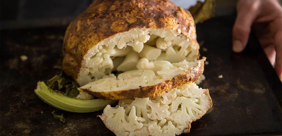 Baked Cauliflower with Tofu Dressing