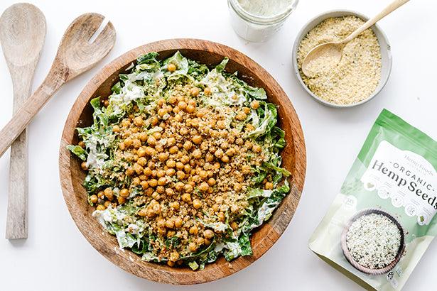 Hemp Seeds + Chickpea Ceasar salad