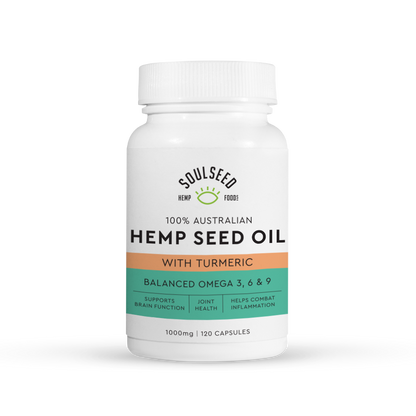 Hemp Seed Oil w Turmeric Capsules - 120Caps