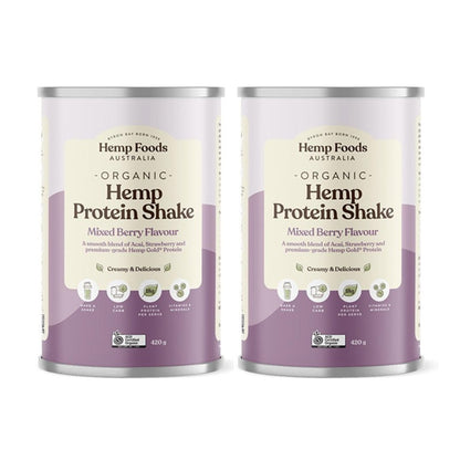 Organic Hemp Protein Mixed Berry - 2 x 420g Canisters