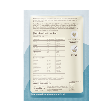Organic Hemp Protein Vanilla - 7 x 35g Sachet