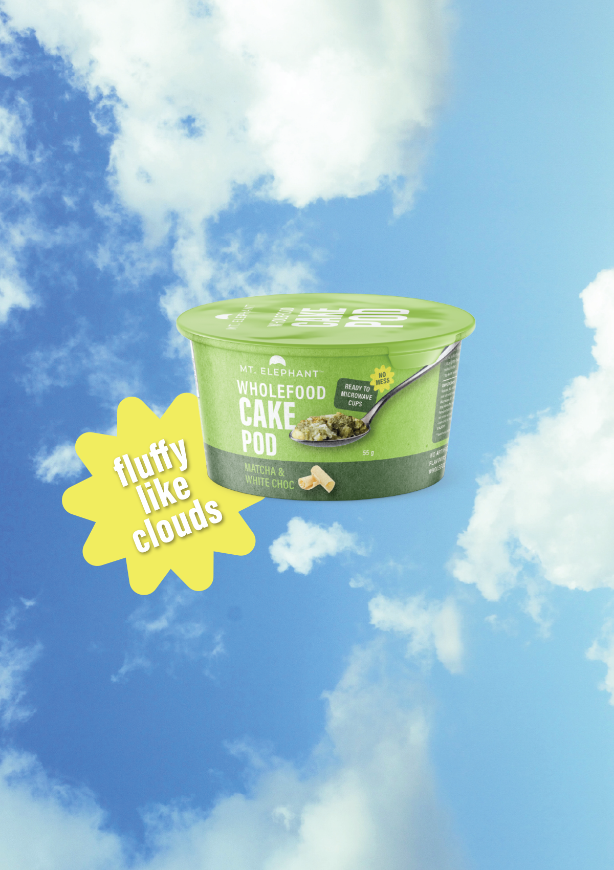 Wholefood Cake Pod Matcha White Choc - 2 x 55g Cups