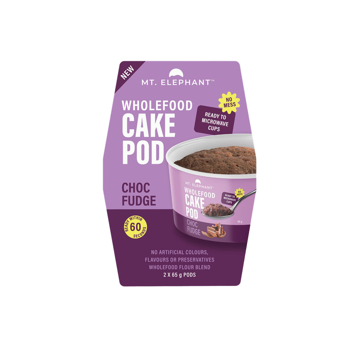Wholefood Cake Pod Choc Fudge - 2 x 65g Cups