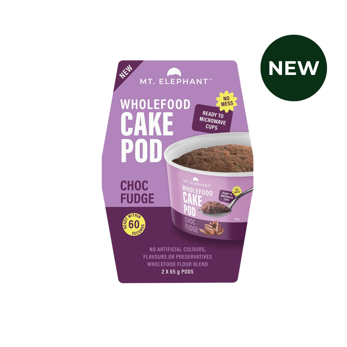 Wholefood Cake Pod Choc Fudge - 2 x 65g Cups