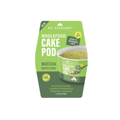 Wholefood Cake Pod Matcha White Choc - 2 x 55g Cups