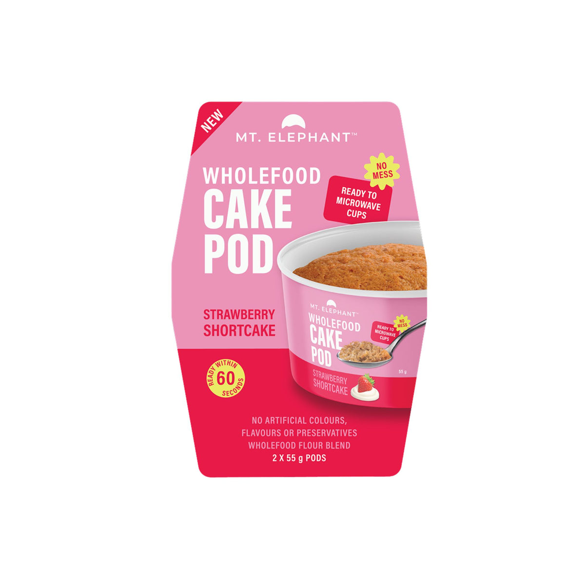Wholefood Cake Pod Strawberry Shortcake  - 2 x 55g Cups