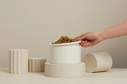 Dog Bowl Set with Mat - Pink &amp; White
